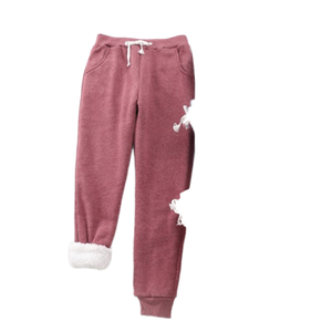 กางเกงไหมพรมขายาวทรงหลวมสีพื้นหนาบุขนแกะโพลีเอสเตอร์/คอตตอนกันลมสำหรับผู้หญิง รุ่นวินเทอร์ สเตรท แคชชวล ปี 2026 - Product Image 1