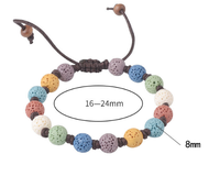 Nuorui Vente en gros Nouveaux bijoux tendance Bracelet unisexe en pierre de lave multicolore Perles Chakra Guérison Énergétique Cadeau 19cm
