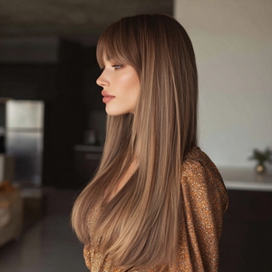 SMILCO流行棕色长直发刘海高温真丝头带假发欧美时尚风格SM7826 - Product Image 2