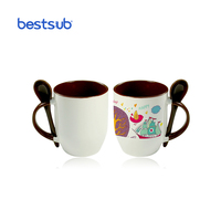 BestSub Großhandel benutzer definierte personal isierte Sublimation Rohlinge Artikel 11oz Foto Keramik Reise Farbe Löffel Kaffeetasse zum Drucken