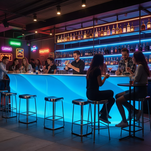 Barra de <span class=keywords><strong>Bar</strong></span> LED RGB Iluminada, Mueble de Plástico Blanco Portátil para Fiestas al Aire Libre, para Discotecas, Cafés, KTV, Salones, Venta al Por Mayor - Product Image 3