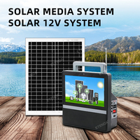 TV à énergie solaire avec panneau 16V, câble CC à CC, ports USB et ampoules à distance pour un divertissement hors réseau efficace