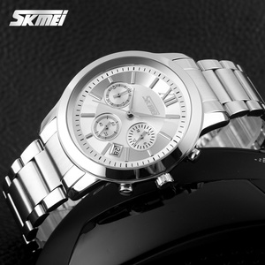 Reloj de cuarzo SKMEI para hombre, reloj de pulsera informal de negocios con correa de acero inoxidable, indicador de fecha, números romanos, reloj resistente al agua - Product Image 3