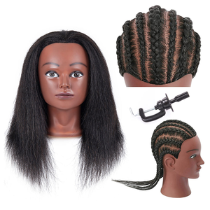 Tête <span class=keywords><strong>de</strong></span> Mannequin <span class=keywords><strong>Afro</strong></span> 100% <span class=keywords><strong>Cheveux</strong></span> Naturels pour Formation en Coiffure, Tête <span class=keywords><strong>de</strong></span> Poupée Cosmétologique avec <span class=keywords><strong>Cheveux</strong></span> Yaki, Tête d'Entraînement pour Coiffeur - Product Image 1