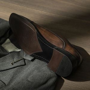 Autumn 2025 Elevator Shoes-Men's Leather Shoes in Cowhide-<b>Small</b> Square Toe Lace-up Height Increasing Waterproof Business Shoes - Product Image 6