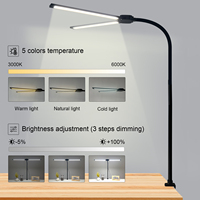 Lámpara de Escritorio LED de Doble Cabezal, Aluminio, Control Táctil, Regulable, Protección Ocular, para Lectura, Estudio, Oficina