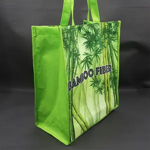 天然竹繊維トートバッグ再利用可能な生分解性ロゴプリント竹繊維バッグ