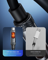 Cable de Carga Rápida USB C a USB C de 240W, Cable de Datos Flexible de Silicona con Pantalla Digital, Compatible con iPhone, iPad, Galaxy y Xiaomi