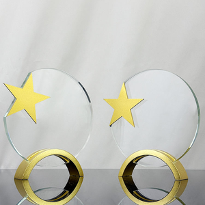 Nuevo diseño, Círculo <span class=keywords><strong>de</strong></span> metal dorado, plateado y bronce con premios Star Crystal Trophy - Product Image 2