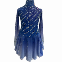 Robe de danse de patinage artistique pour femmes, bleu clair, tenue de performance de patinage sur glace pour compétition, costumes de ballet avec strass