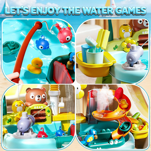 Table d'eau de <span class=keywords><strong>cuisine</strong></span> 4-en-1 pour tout-petits avec pompe électrique, robinet, évier de jeu, jouet de pêche, <span class=keywords><strong>hauteur</strong></span> réglable, accessoires amusants en plastique - Product Image 3