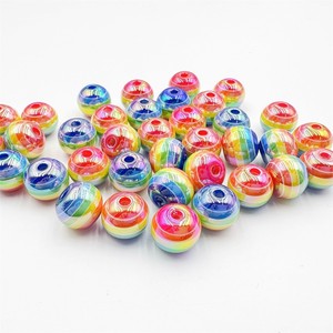 12mm UV Color Plated Resin Rainbow Striped Beads DIY <b>Bracelet</b> & Mobile <b>Phone</b> Chain Accessories with Round Straight Hole - Product Image 5