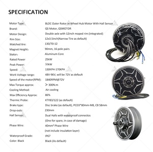 Motore Hub Potente QSMOTOR 25000W V5 268 72V Velocità Massima 170km/h (130km/h) <span class=keywords><strong>per</strong></span> <span class=keywords><strong>Moto</strong></span> Elettriche ad Alta Velocità 12*3.5 Pollici Condizioni Nuove - Product Image 3