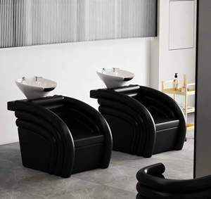 Factory-Supplied Luxury Modern Design Salon Shampoo Station, Salon Hair Wash Chairs PU Leather Shampoo <b>Bed</b> With Ceramic Bowl - Product Image 5