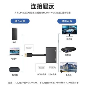 Convertisseur DisplayPort vers HDTV et VGA 1920x1080 pour moniteur d'ordinateur, câble adaptateur de sortie double écran - Product Image 2