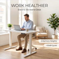 Bureau assis-debout réglable en hauteur pour bureau à domicile, poste de travail gaming, avec 3 préréglages de mémoire et affichage numérique