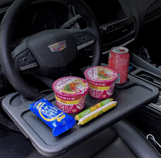 Multifunctional Plastic Heavy Duty Car Steering Wheel Table Desk Tray for Food Eating Drink Laptop Notebook