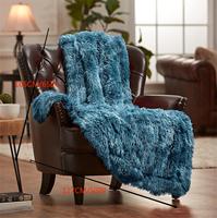 Super doux moelleux peluche Shaggy tie-dyed paon polaire fausse fourrure jeter couverture hiver Polyester pour canapé-lit canapé