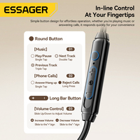 ESSAGER G62 Écouteurs Gaming Hifi Intra-Auriculaires Filaire USB Type-C 3,5 mm avec Micro pour Musique