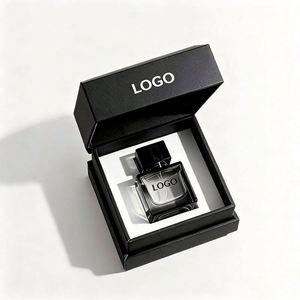 Minimalist Modern 30ml 50ml Square Glass Perfume Bottle with Black Cap & Premium <b>Gift</b> <b>Box</b> - Product Image 1