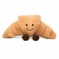 Peluche en forme de croissant - Super douce en polyester et coton lavé, adorable poupée alimentaire, cadeau anti-stress