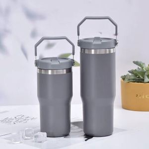 แก้วกาแฟแบบพกพาสองชั้นพร้อมหูหิ้ว ขนาด 30 ออนซ์ ทำจากสแตนเลสสตีลสุญญากาศ เหมาะสำหรับกิจกรรมกลางแจ้งและการเดินทาง - Product Image 1