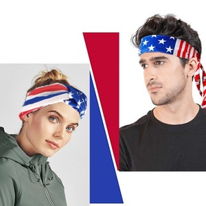 Ngày Độc Lập Cờ Mỹ Headband nam thể thao đàn hồi phụ kiện tóc phụ nữ thời trang chéo rộng Headband thấm mồ hôi - Product Image 2