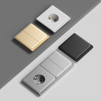 Interrupteurs de lumière de luxe en panneau PC, 1, 2 ou 3 modules, 1 ou 2 voies, mécaniques, type UE, double couche, nouveau design