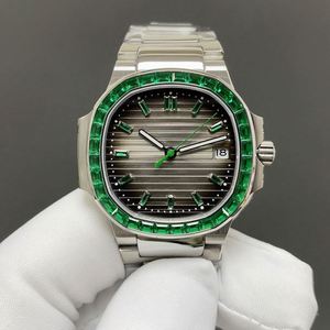 Montre automatique pour femme en acier inoxydable de haute qualité 2025, 35,2 mm, mouvement 9015, aiguilles serties de pierres vertes - Product Image 2