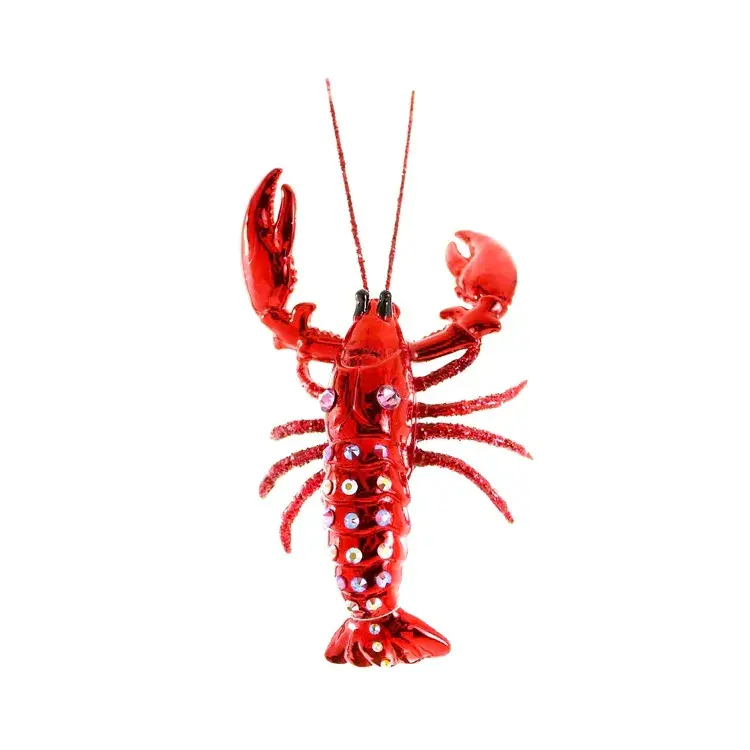 Mini glass crawfish crayfish shrimp seafood shellfish red lobster restaurant christmas decor ideas ornament for christmas tree