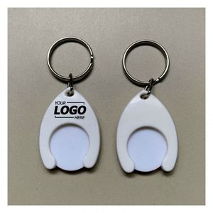 Custom Raindrop Trolley Coin <b>Keychains</b> - Promotional Shopping Cart Tokens - Product Image 1