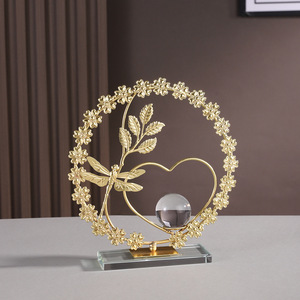 Mueble para TV y Vinoteca de Diseño Moderno y Lujo Ligero, Decoración de Oficina, Adornos de Arte Metálico con Bola de Cristal y Hojas para el Hogar - Product Image 5