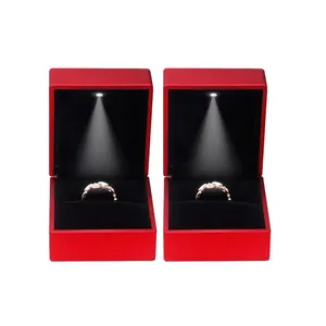 Creative High-end Led Light Red Color Plastic Ring Jewelry Packaging Box