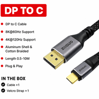 Câble DP vers USB C 4K120Hz, adaptateur DP vers Type-C, câble tressé en aluminium pour moniteur et ordinateur portable
