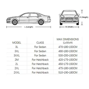 Housse de protection automobile PEVA robuste en coton imperméable toutes saisons, double couche, extérieur, pluie, neige, UV, avec fermeture éclair, kit complet - Product Image 6
