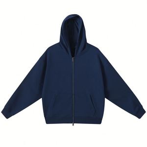 Sweat à capuche oversize de haute qualité 2025 avec double fermeture éclair, en molleton épais 420 g/m², épaules tombantes, double fermeture éclair nickelée, pour homme, hiver, 100 % coton - Product Image 4
