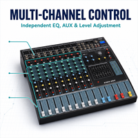 Console de mixage audio professionnelle EMX8-USB 8 canaux, 99 effets DSP, égaliseur 7 bandes, USB, Bluetooth pour studio, scène, streaming en direct