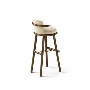 Moderno marco de madera maciza tela cojín <span class=keywords><strong>bar</strong></span> taburete cafetería <span class=keywords><strong>bar</strong></span> silla de madera maciza mostrador taburete silla alta - Product Image 3