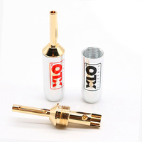 QINCROWN, Cable chapado en oro blanco de 24K con altavoz de bloqueo, conector Banana, conector macho de amplificador de potencia de Audio