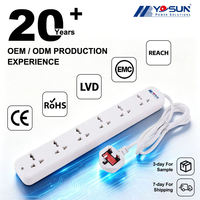 Barre d'alimentation multifonction blanche à 6 prises, compatible avec les prises UK/EU/FR/AUS/INDIAN 6A/CN, pour usage domestique et commercial