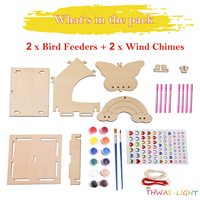 2 pièces par paquet Mangeoire à oiseaux en bois Carillon éolien DIY Cute Shape Building Educational Kit