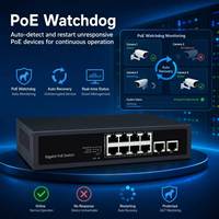 Switch PoE Watchdog de 8 Puertos Full Gigabit con Carcasa Metálica, QOS, VLAN y Salida de 120W para Conexión a Red