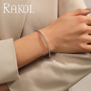 RAKOL BP2210 Price Jewelry Plated and Rose <b>Gold</b> Electroplated Single Row Handmade Zircon <b>Bracelet</b> - Product Image 2