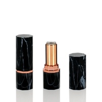9 côtés Flat Cap Black Marbling Pattern Lipstick Tube Container Case