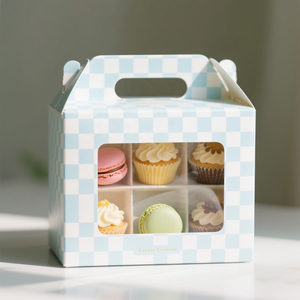 Tùy Chỉnh Vuông Cấp Thực Phẩm Bánh Cup Bánh Hộp Giấy Cứng Nhắc Gấp Hộp Với Xử Lý Và Cửa Sổ UV Cho Quà Tặng Bao Bì - Product Image 1