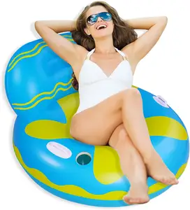 Cadeira de água inflável para festa natação, cadeirinha com suporte de copo e alças para crianças e adultos