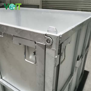 Almacén industrial apilable plegable almacenamiento metal acero palé caja para caucho - Product Image 5