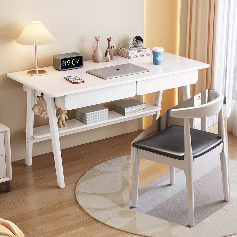 [Blanco elegante] Mesa individual y silla de cuerno de buey