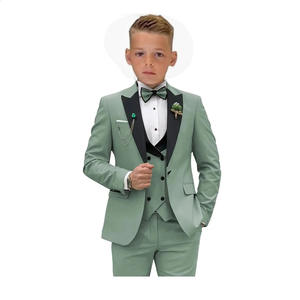 Tenue de cérémonie pour garçons, blazer en or champagne avec revers noir, gilet, banquets, robe de <span class=keywords><strong>mariage</strong></span> pour enfants - Product Image 2