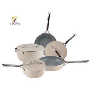 Luxury <strong>Cookware</strong> Sets <strong>White</strong> <strong>Ceramic</strong> Coating Aluminum Non-Stick 8 Pieces Kitchen <strong>Cookware</strong> Set - Product Image 1